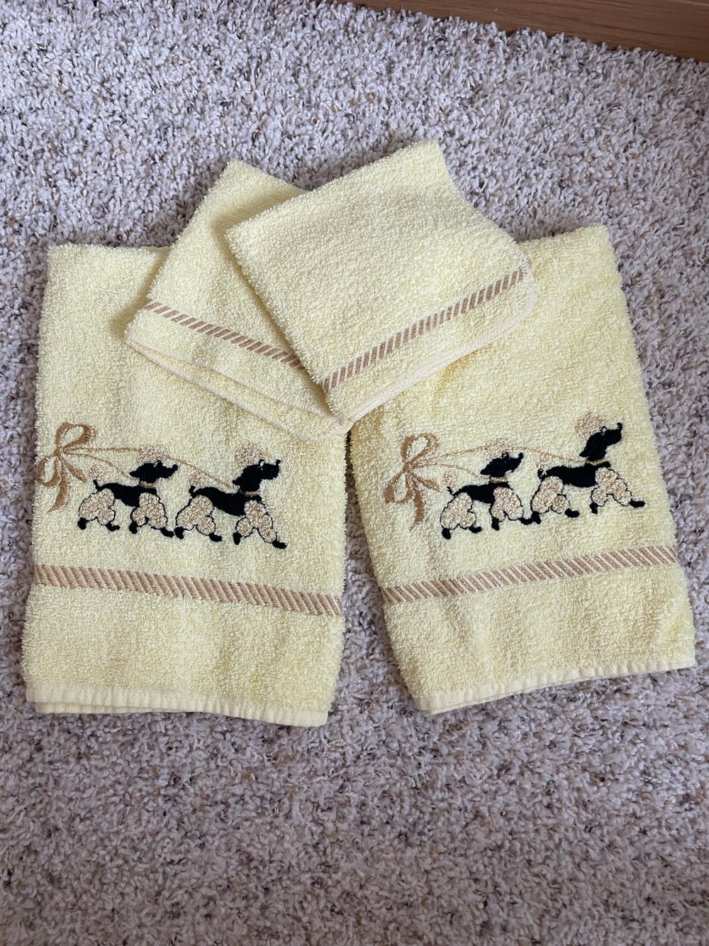 Vintage Cannon Towel set with black poodles cotton mid-century